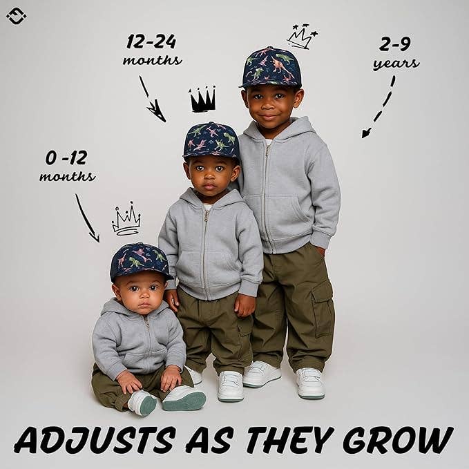 Flat Brim Trucker Hat - Dinosaur Print: Kids (2-9 Years)