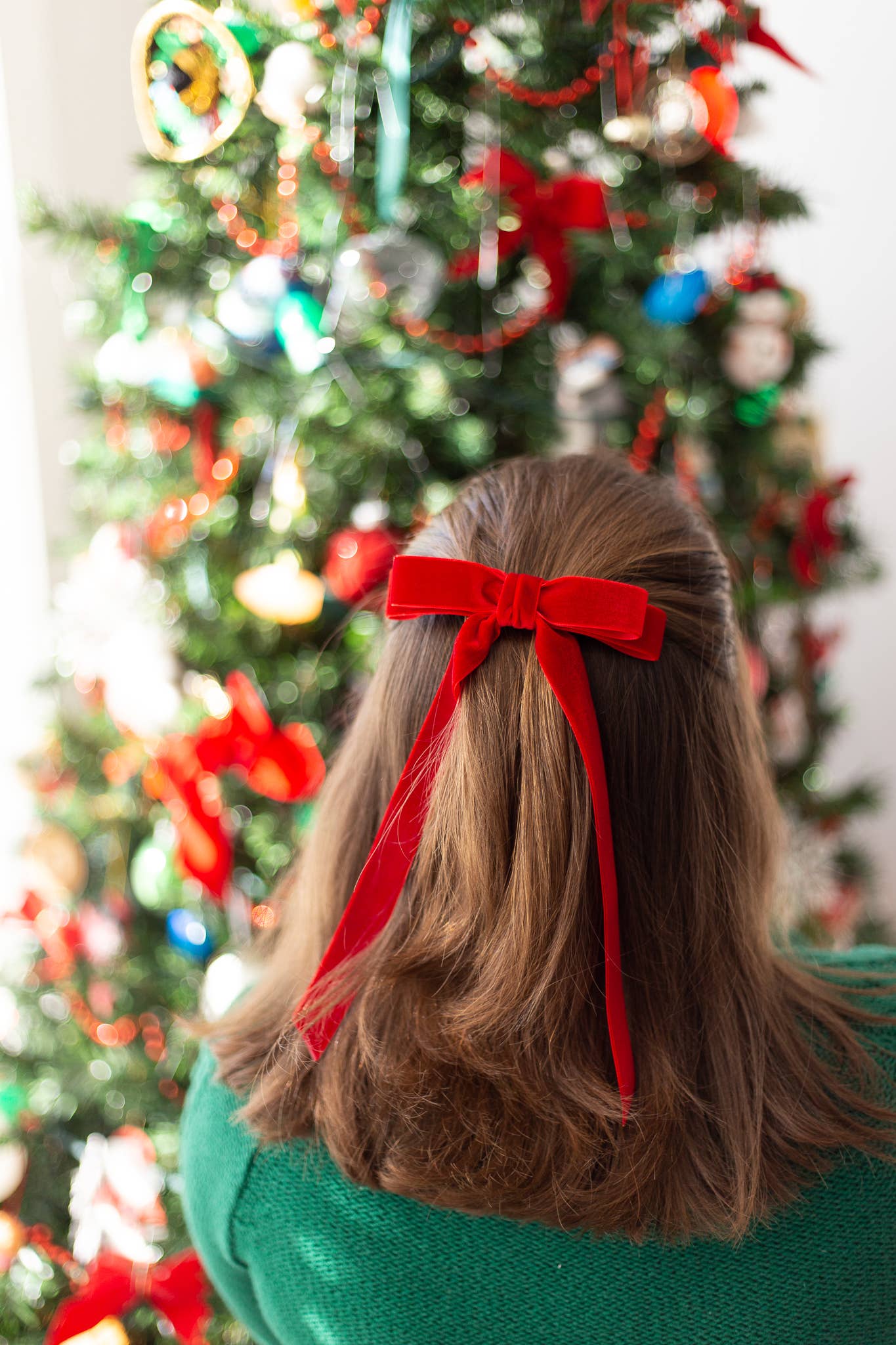 Long Velvet Hair Bow Barrette | Alice Bow - Long Length: Black