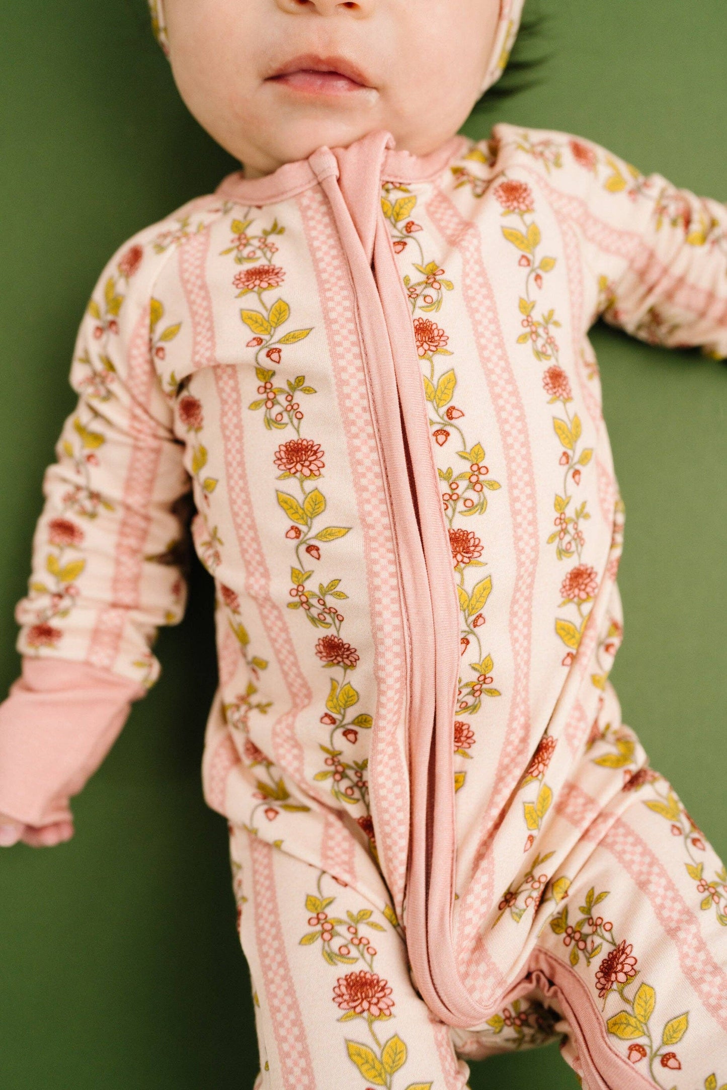 Vintage Floral Stripe Bamboo Sleeper: 0-3M