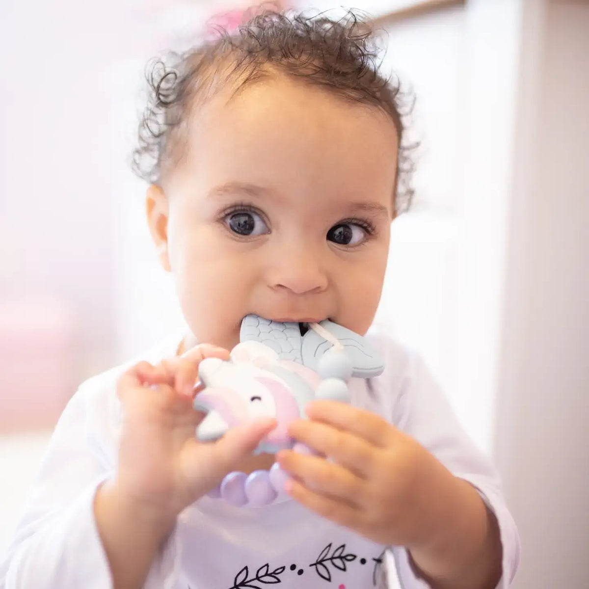 Mermicorn Baby Teether Toy and Sensory Chew - Gift for Girls: Purple and azure blue