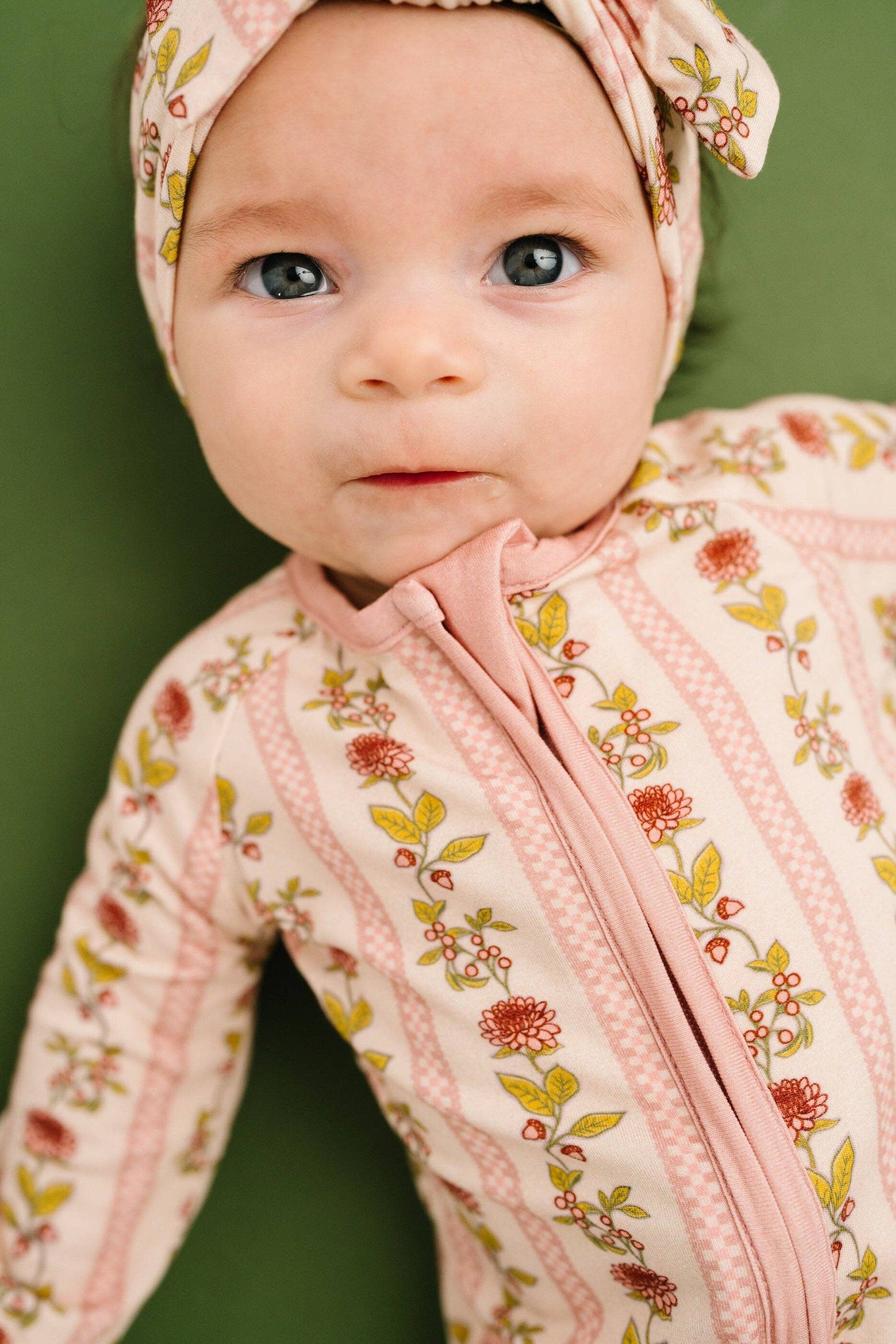 Vintage Floral Stripe Bamboo Sleeper: 6-12M