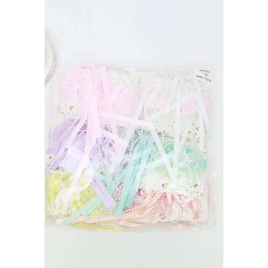 Sequin Bow Long Ribbon Hair Clips