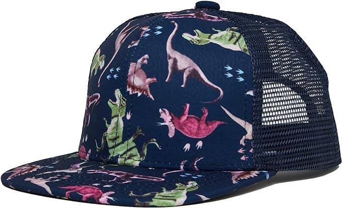 Flat Brim Trucker Hat - Dinosaur Print: Kids (2-9 Years)
