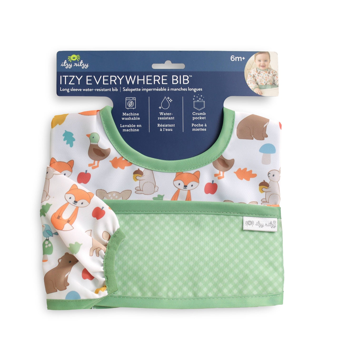 *NEW* Itzy Everywhere Bib™ - Long Sleeve Water-resistant Bib: Woodland