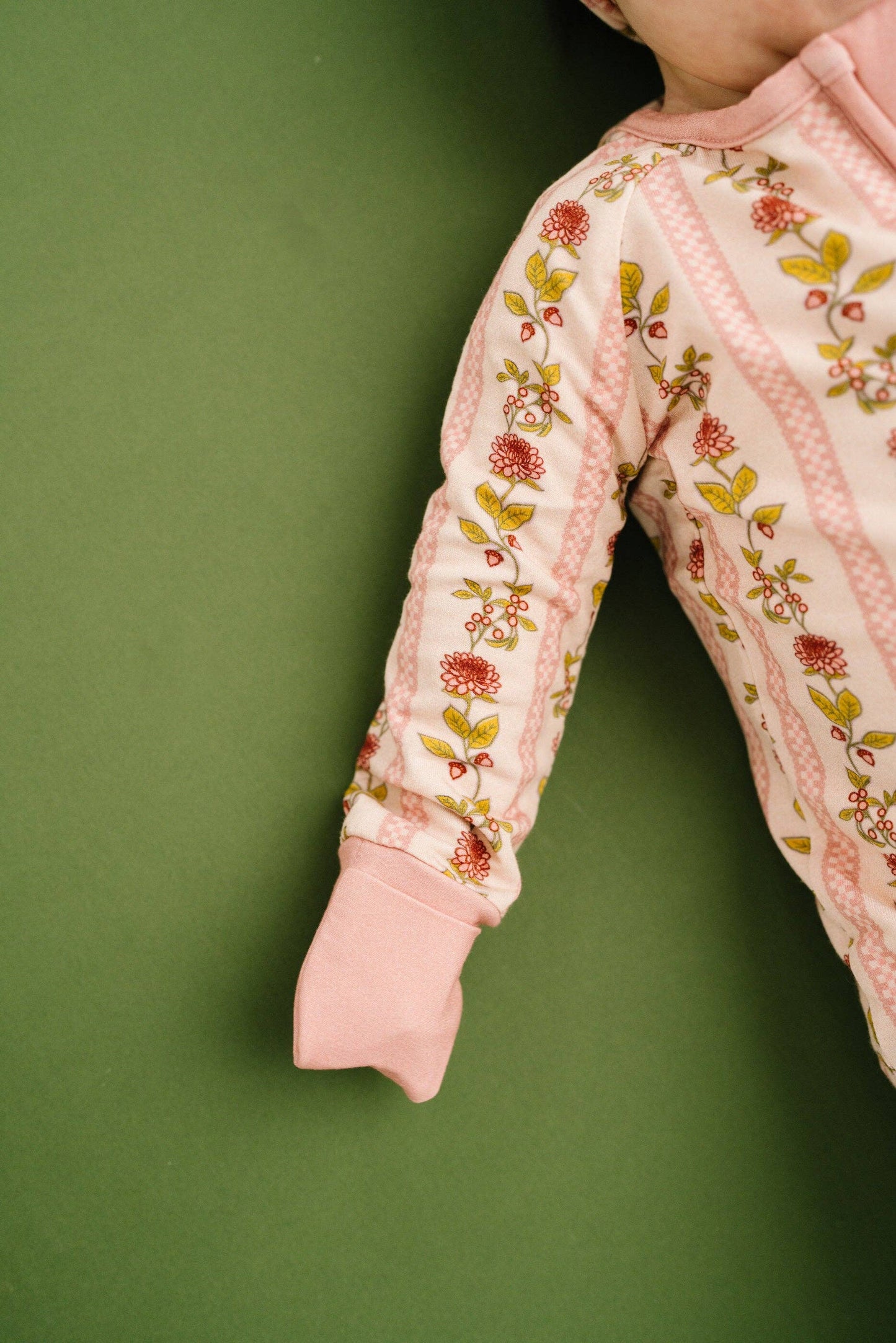 Vintage Floral Stripe Bamboo Sleeper: 0-3M