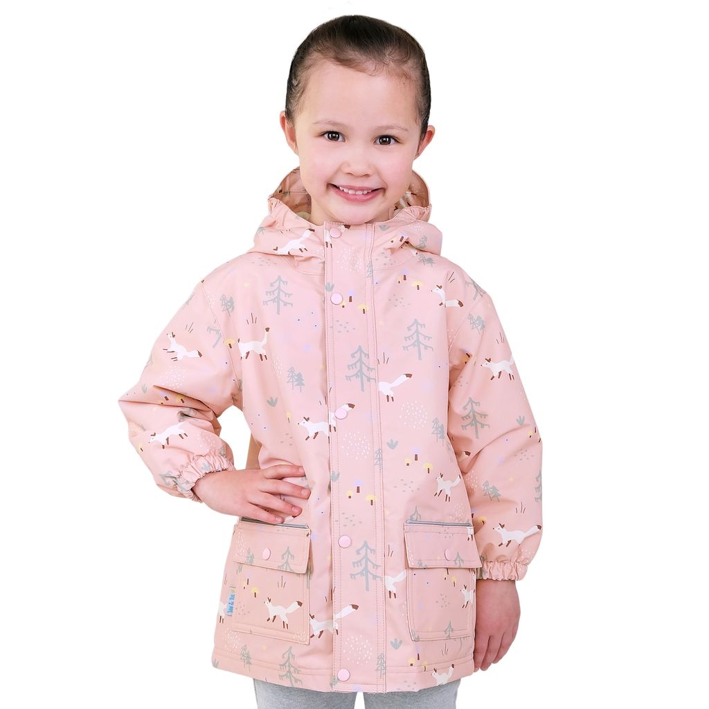 Jan & Jul - Fleece Lined Rain Jacket - Pink Forest