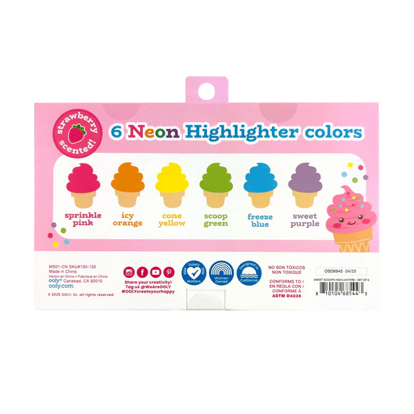 Sweet Scoops Neon Highlighters Set of 6