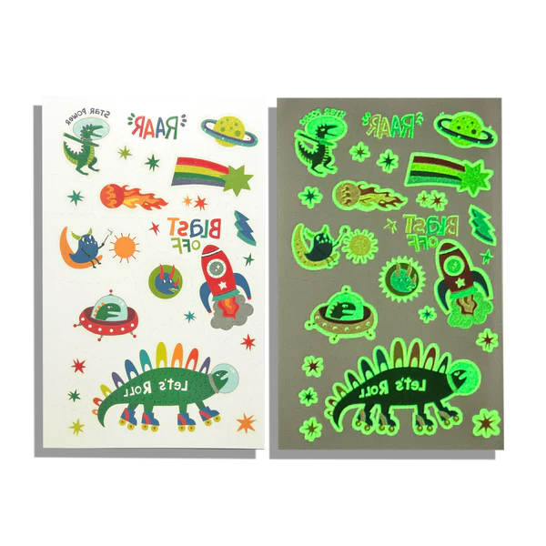 Tattoo-Palooza Zero Gravity Dino 3 Glow in the Dark Sheets