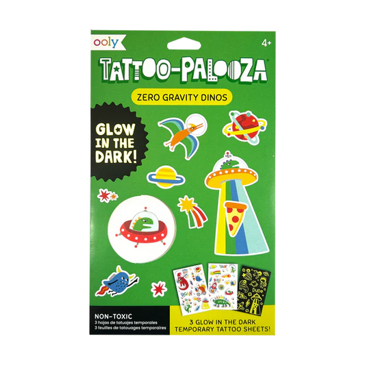 Tattoo-Palooza Zero Gravity Dino 3 Glow in the Dark Sheets