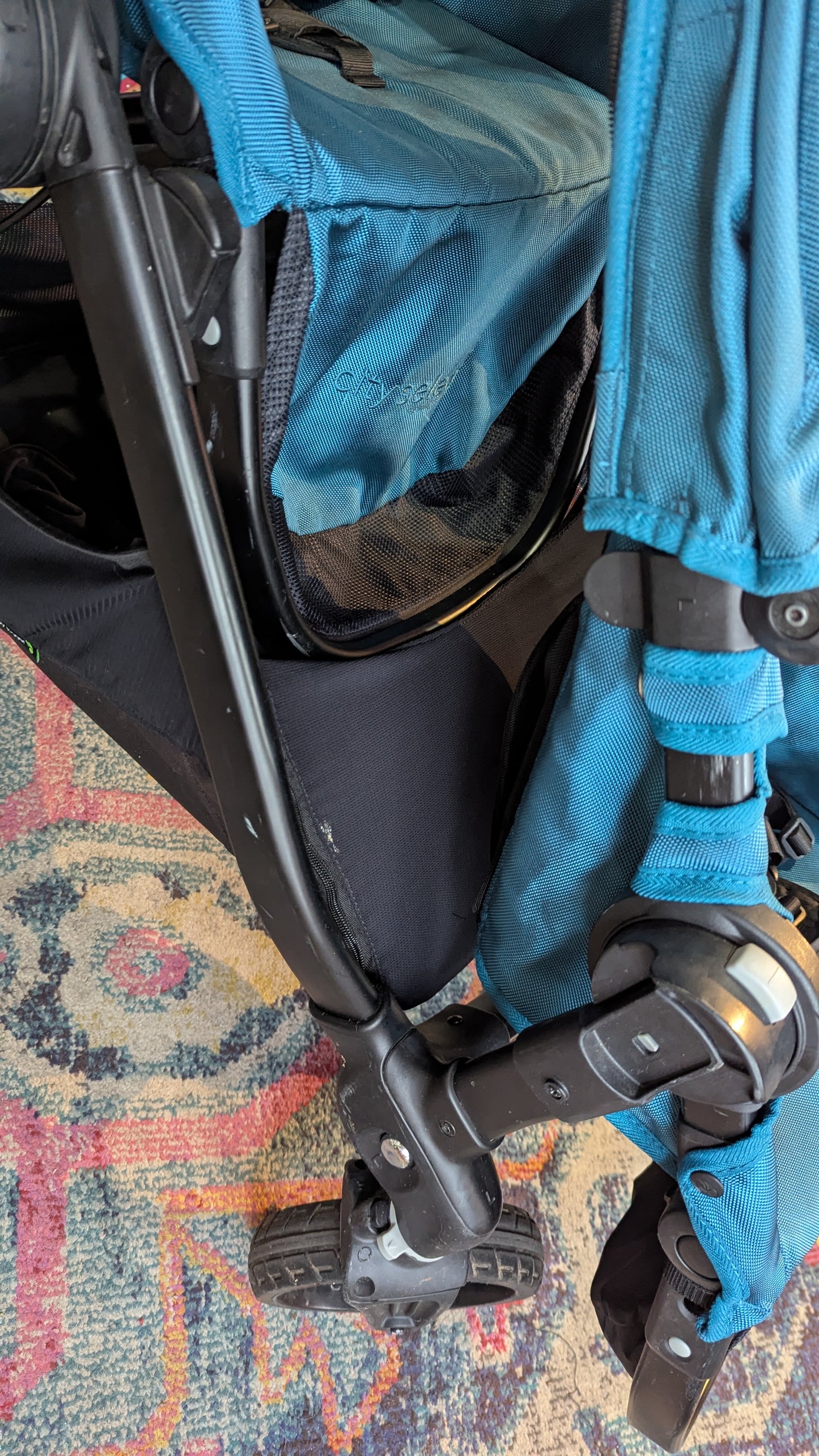 USED in Superb condition! Baby Jogger City Select double stroller Teal
