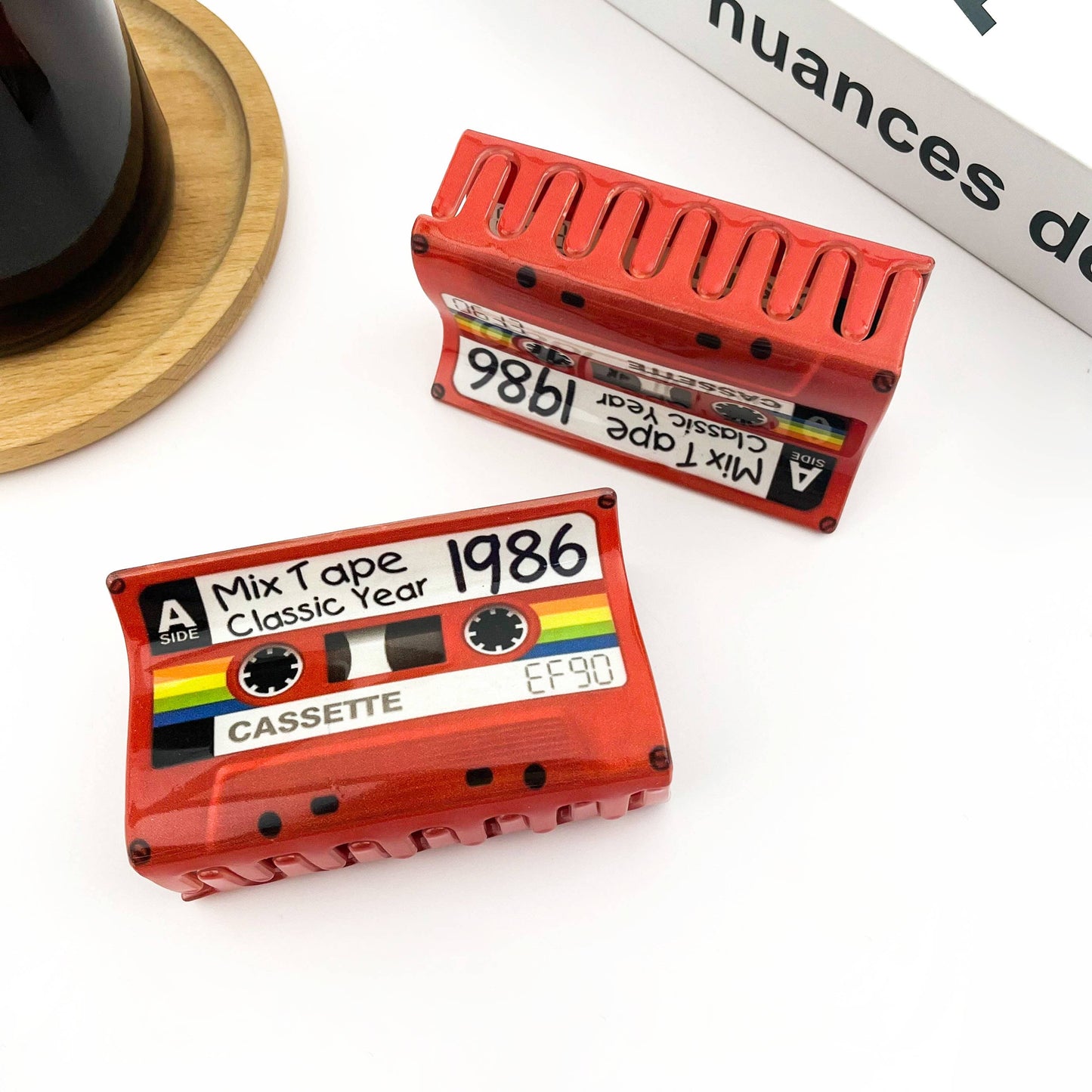 Red Cassette Tape Hair Claw Clip, Retro Hair Accessories: Red