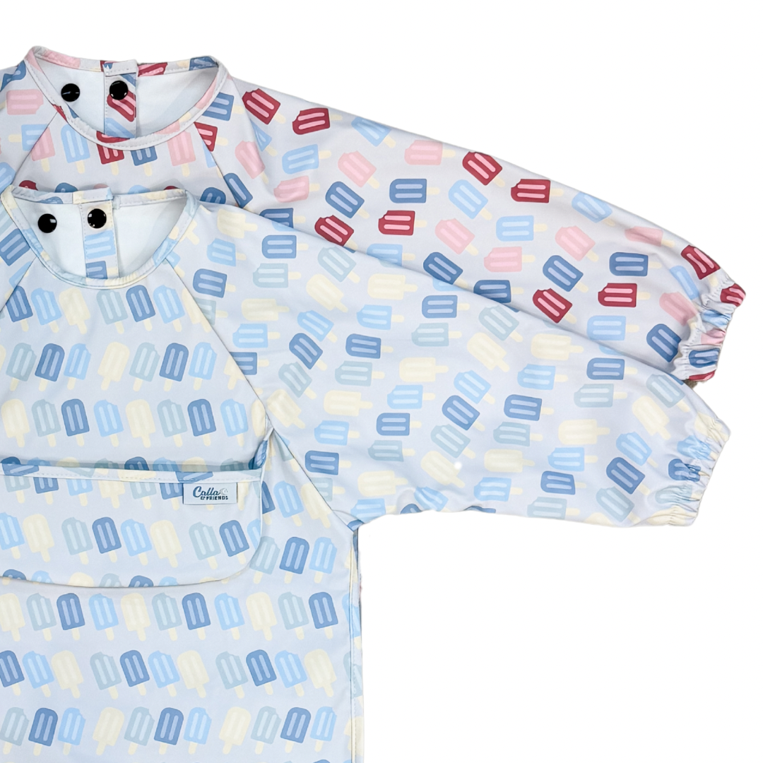 The Grayson Long Sleeve Bib - Popsicles: Pink / 6-36M