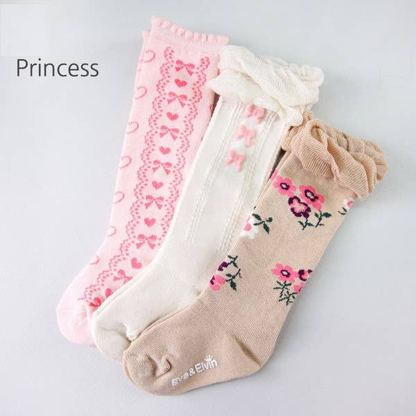 Eva & Elvin Princess Knee Socks - Beige: Beige / M (3 ~5T)