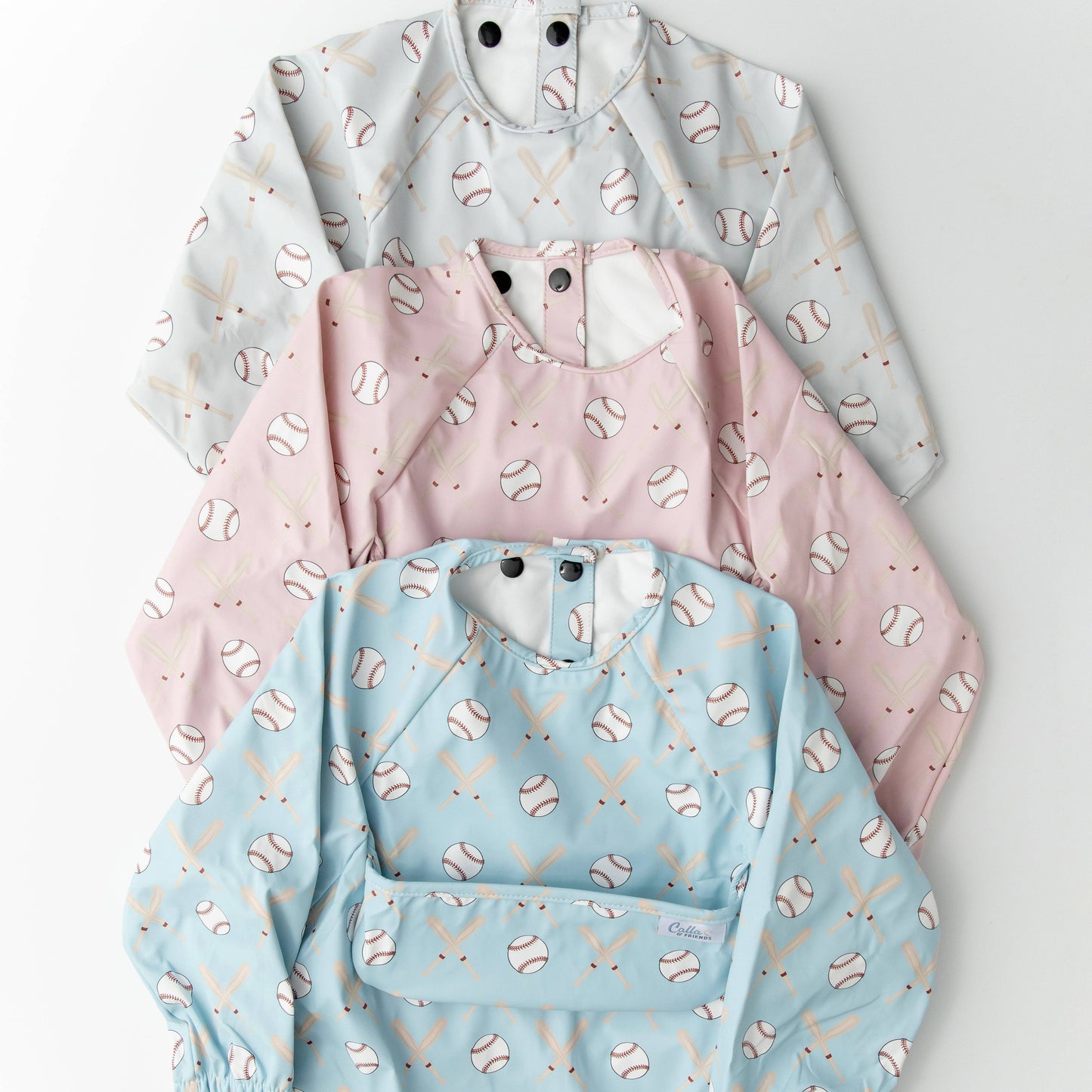 The Grayson Long Sleeve Bib - Baseball: Gray / 6-36M