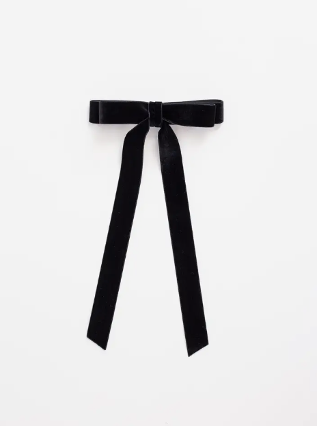 Long Velvet Hair Bow Barrette | Alice Bow - Long Length: Gingerbread