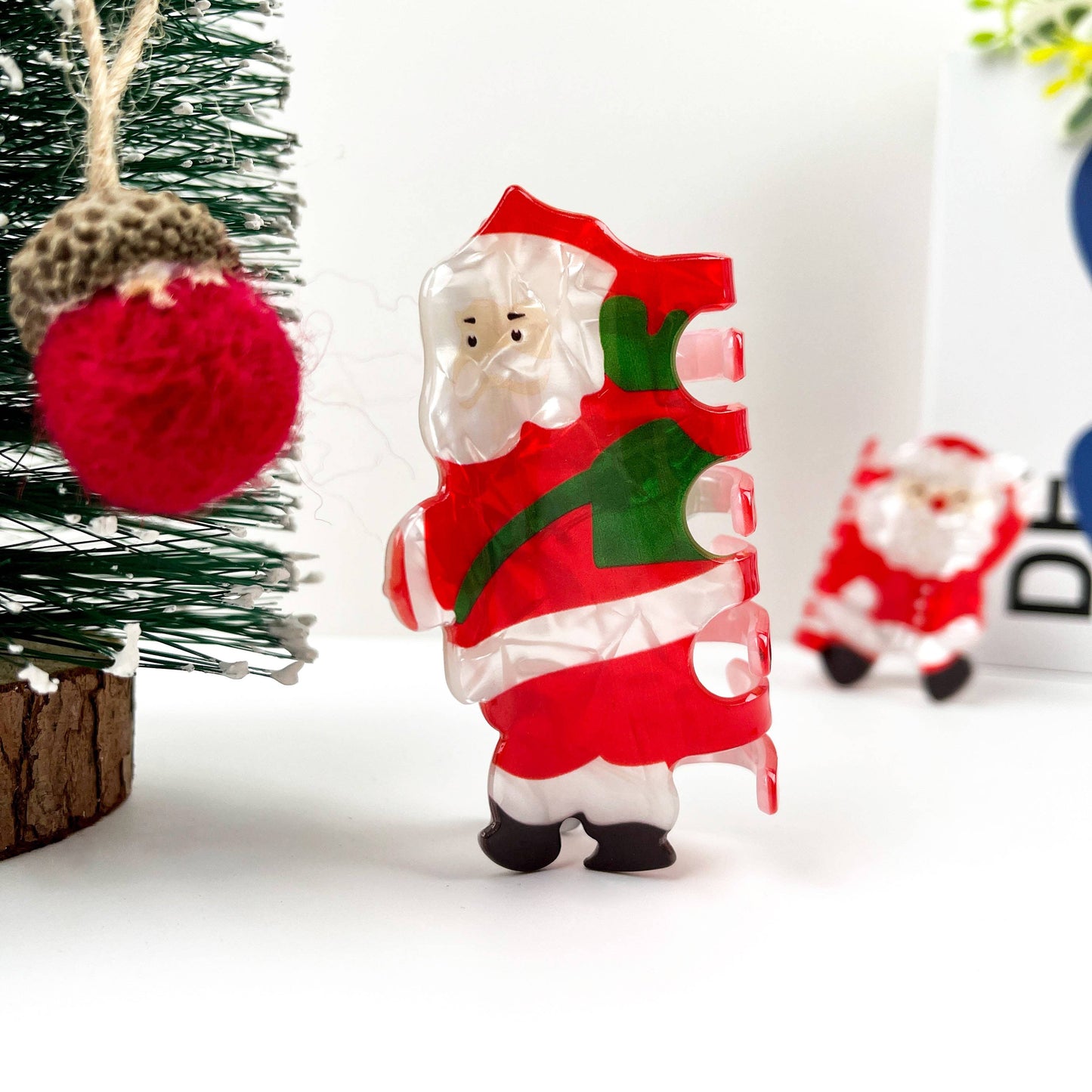 Cute Santa Claus Hair Clip, Red Christmas Claw Clips: D