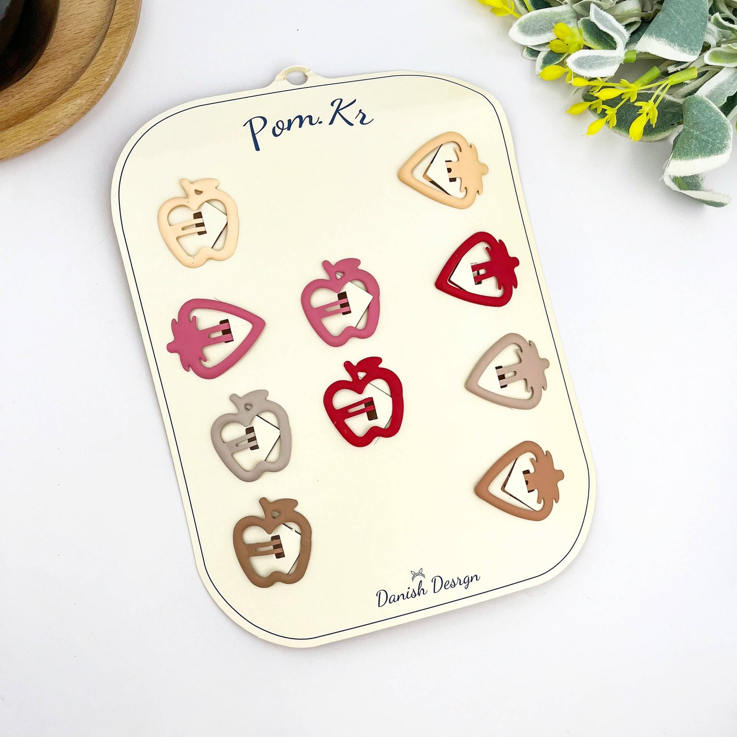 Small Kids BB Hair Clips, Heart & Teardrop Snap Clips: Red A