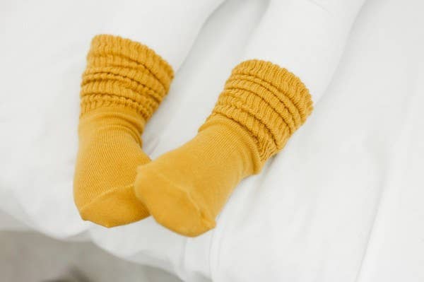 Eva & Elvin Mustard Socks: Mustard / S (1-3T)