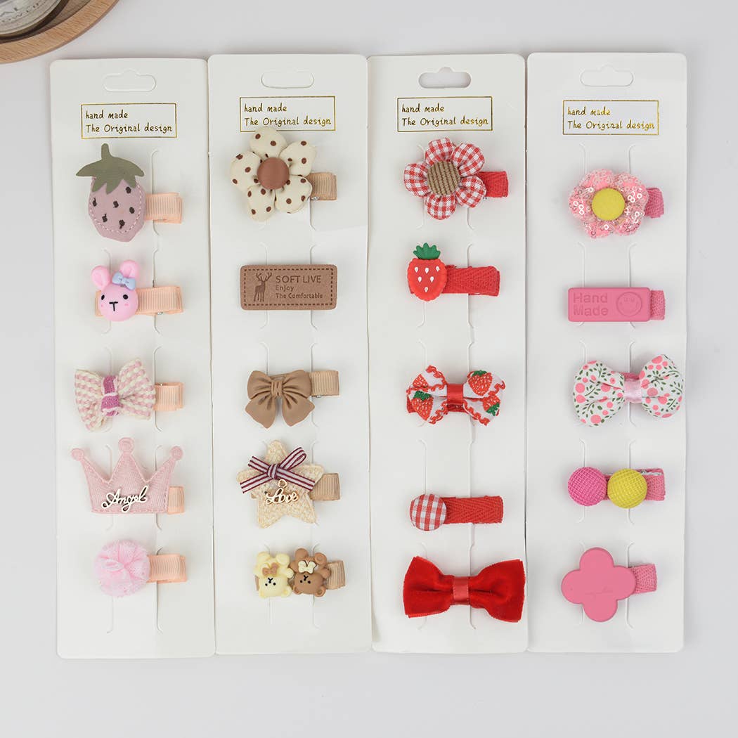 5-Pack Toddler Cute Alligator Clip Set For Girls: Khaki