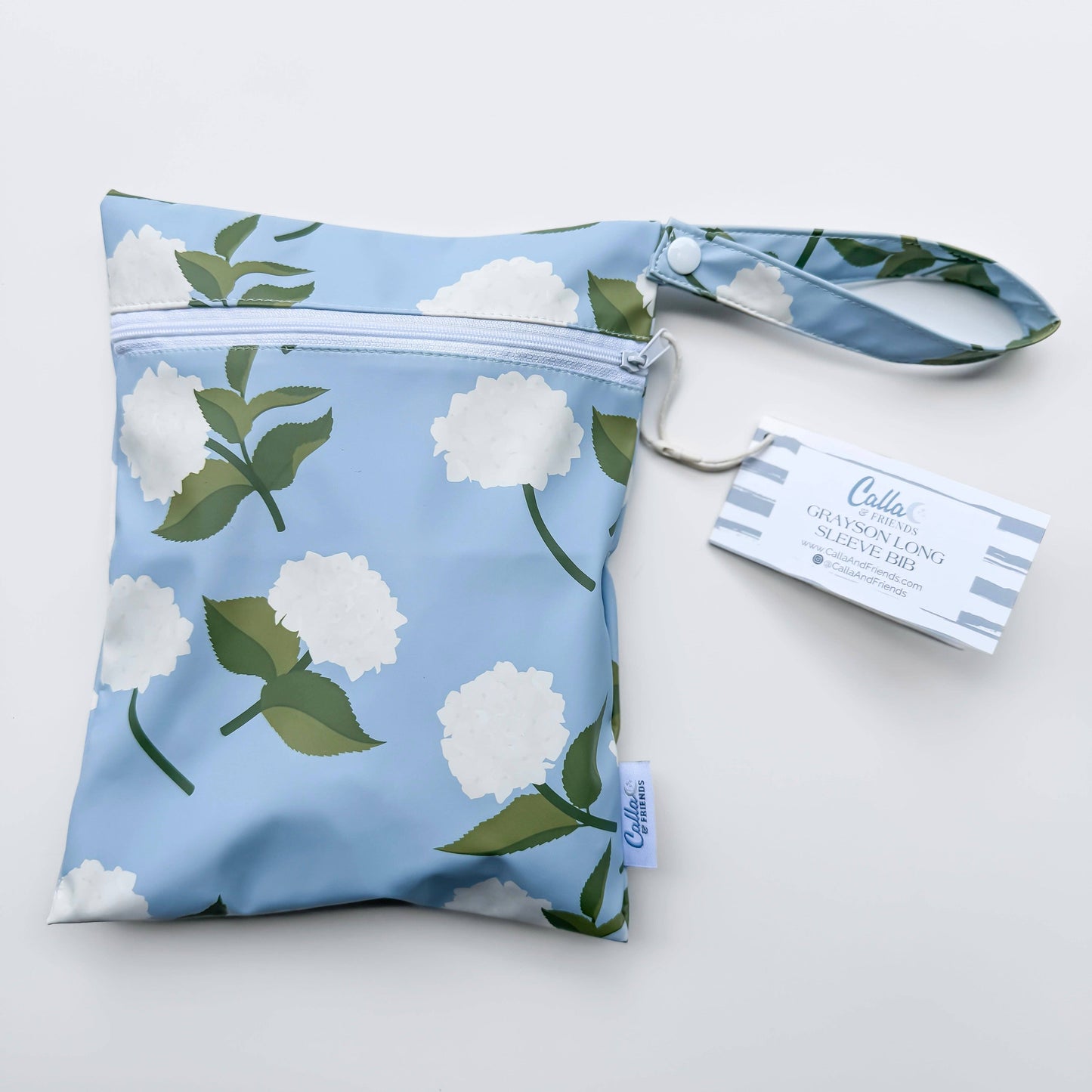 The Grayson Long Sleeve Bib - Hydrangeas: Pink / 6-36M
