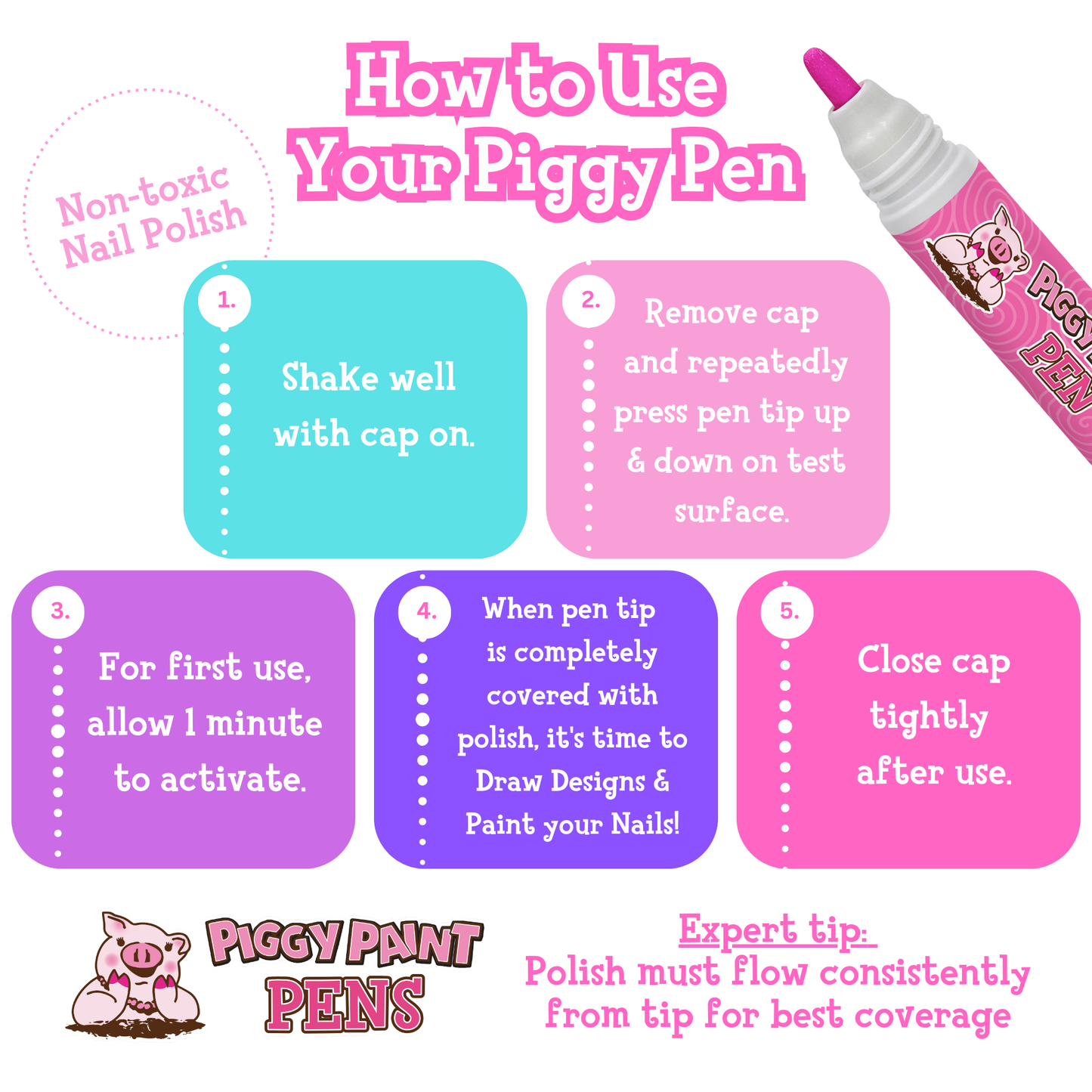 Piggy Pen Display Non-Toxic Kids Nail Polish
