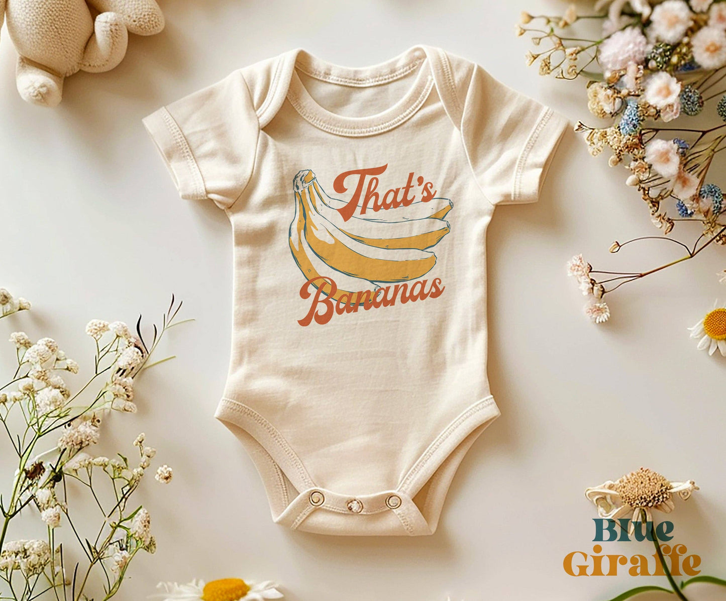 That's Bananas Toddler Shirts & Baby Onesies: 3-6 months / Short Sleeve Natural Onesie