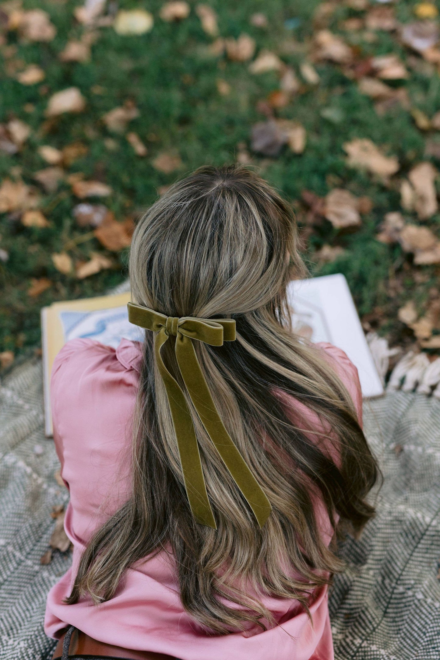Long Velvet Hair Bow Barrette | Alice Bow - Long Length: Black