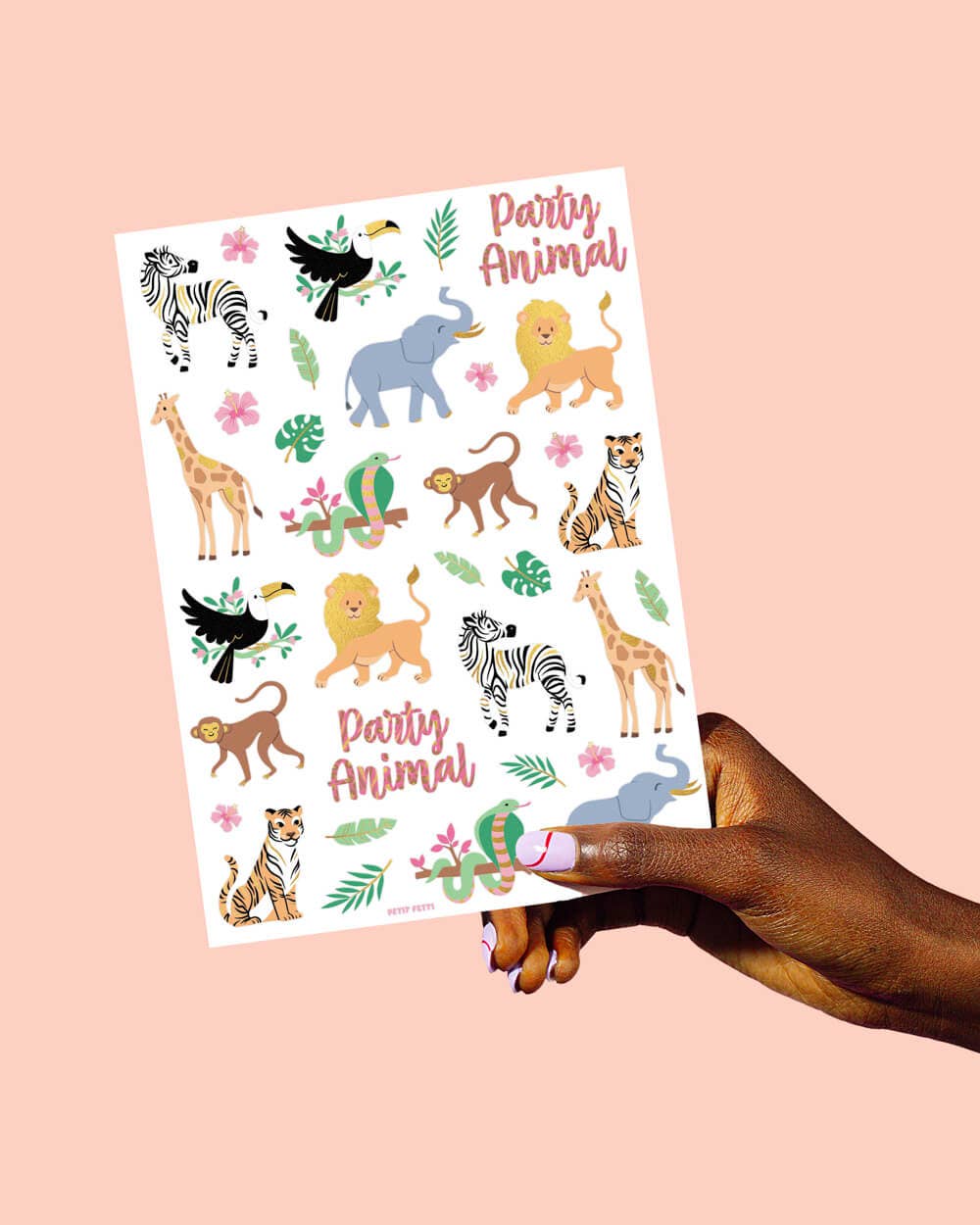 Pretty Wild Tats - 36 foil temporary tattoos, kids safari
