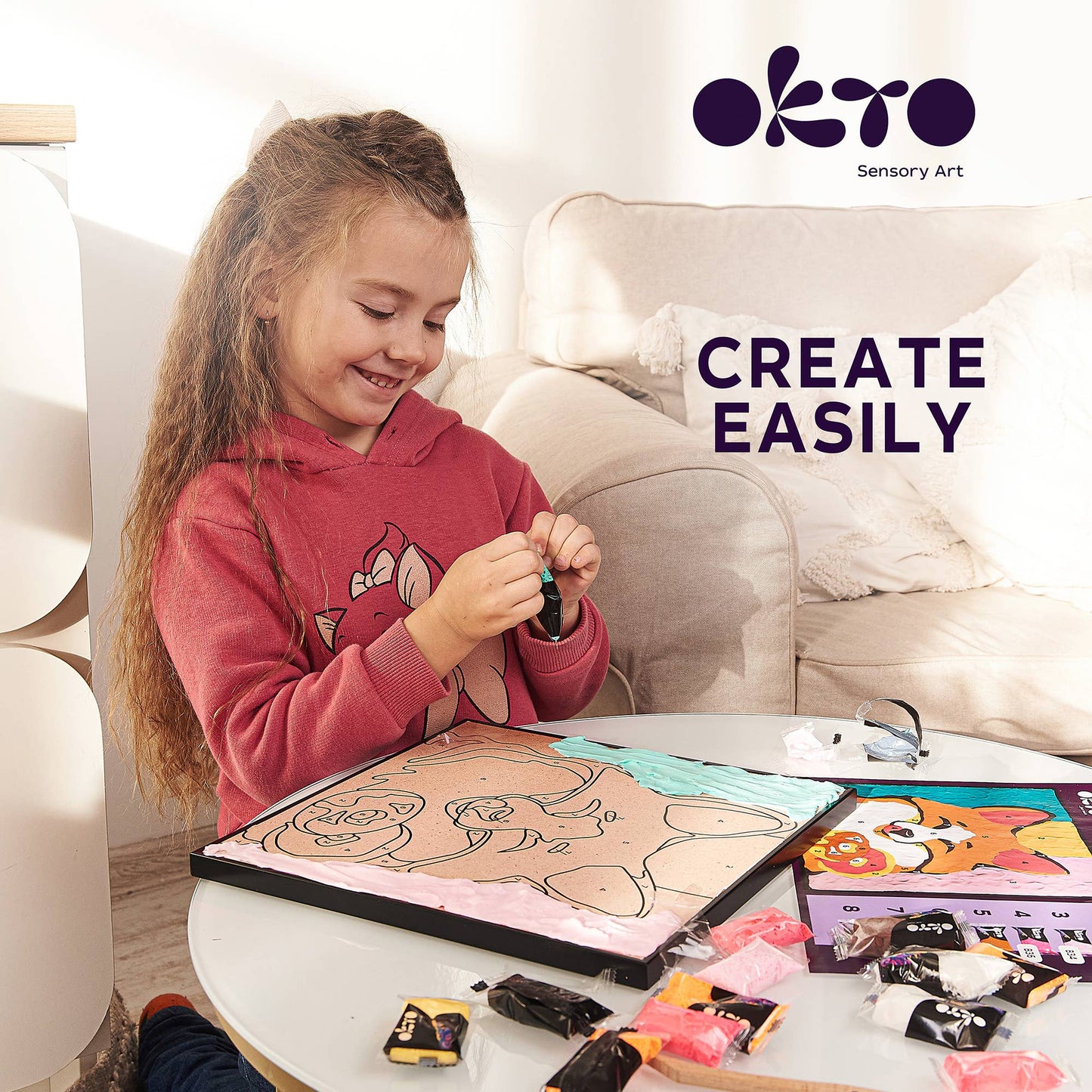 Fox Sensory Art OKTO Clay-by-Numbers Kit(11.4” x 11.4”)
