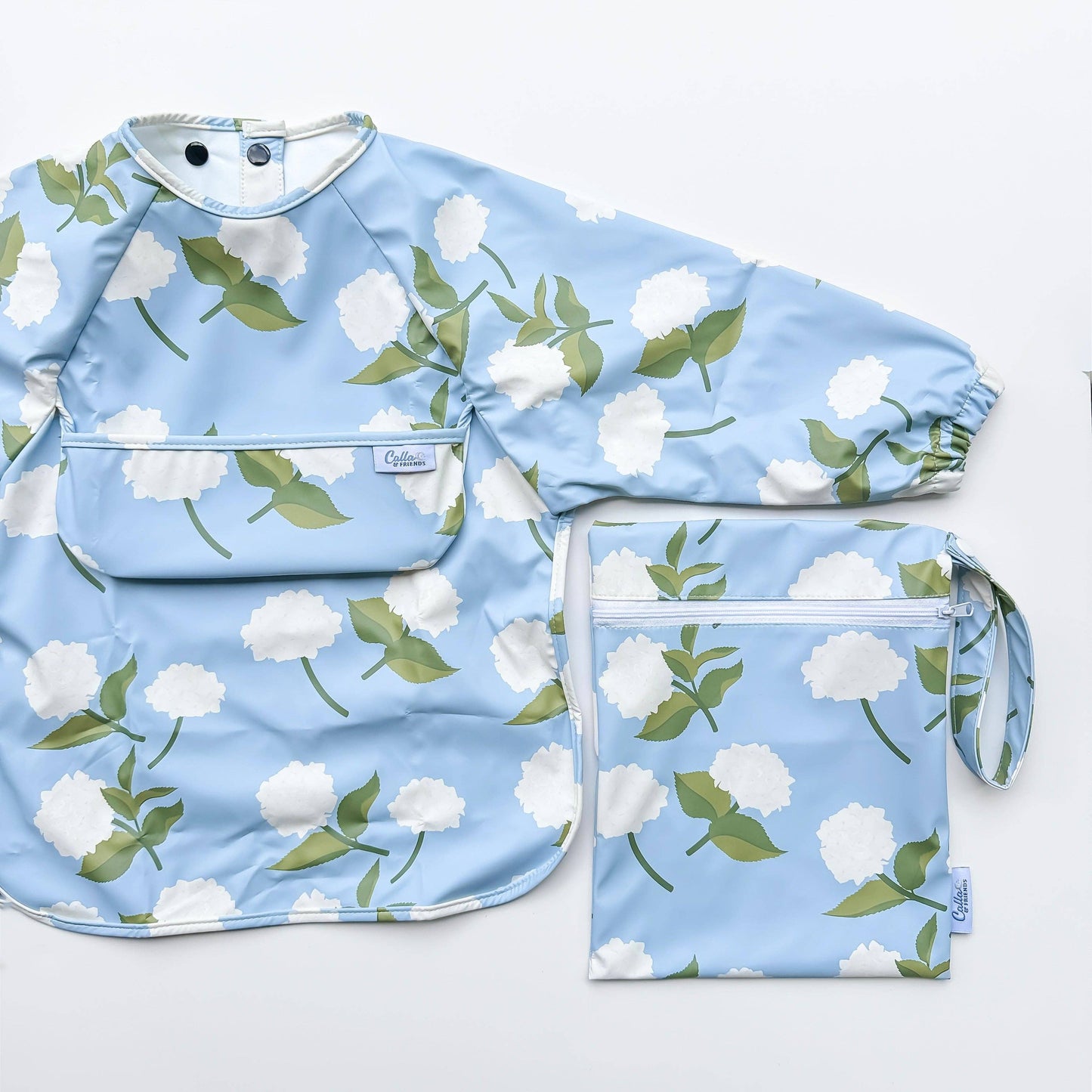 The Grayson Long Sleeve Bib - Hydrangeas: Pink / 6-36M
