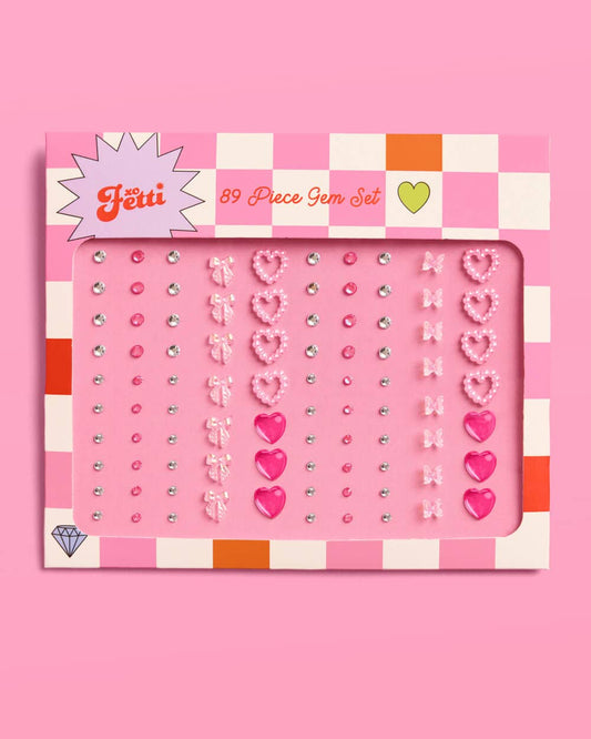 Bow + Heart Gem Set - 89 adhesive face gems, Festival, Bachelorette, Coquette