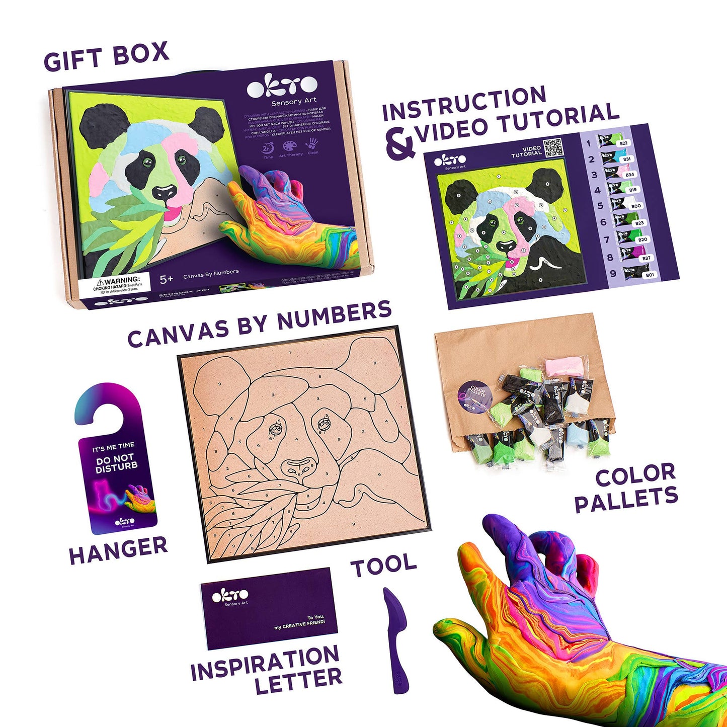 Panda Sensory Art OKTO Clay-by-Numbers Kit – (11.4” x 11.4”)