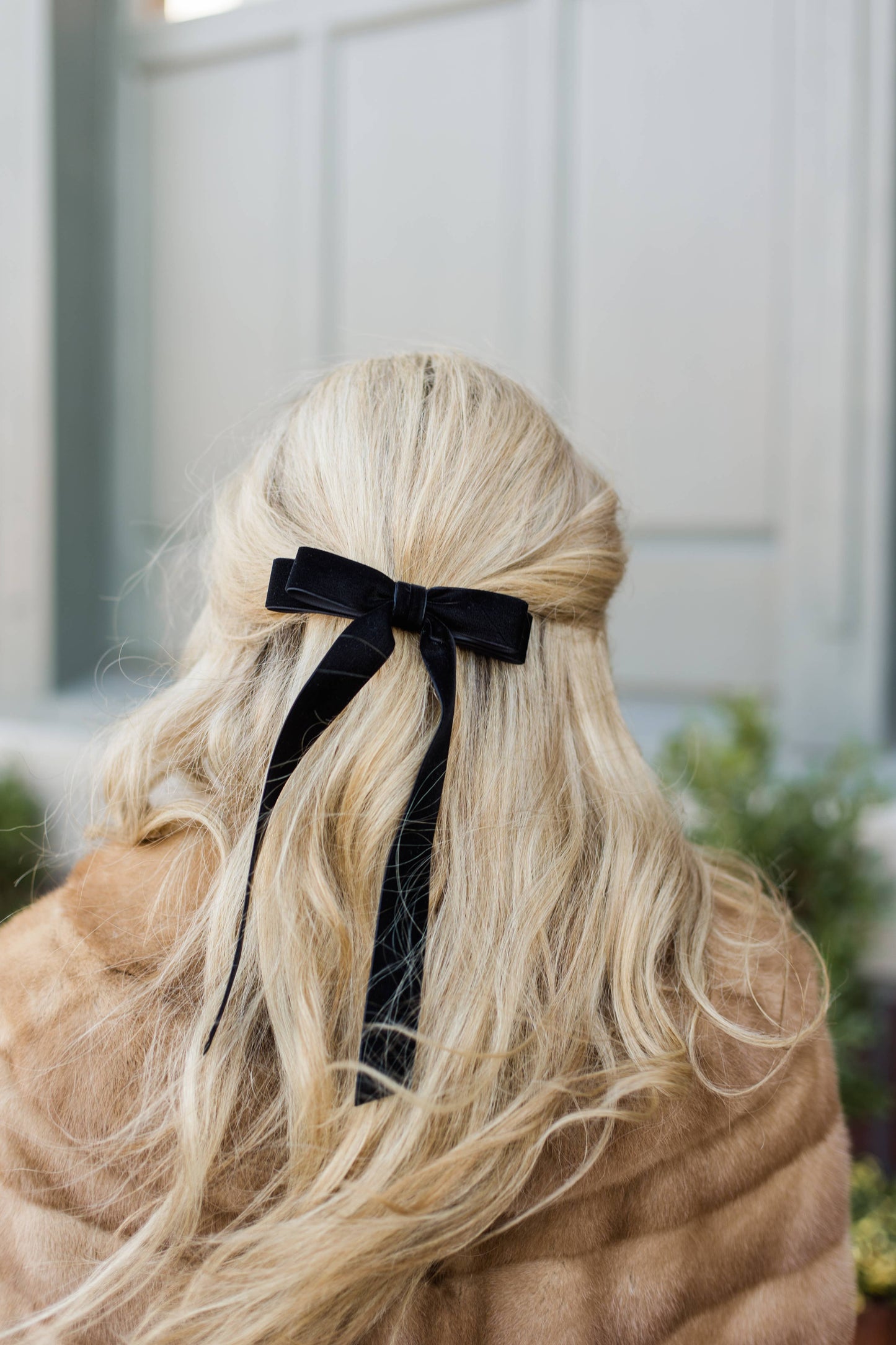 Long Velvet Hair Bow Barrette | Alice Bow - Long Length: Gingerbread