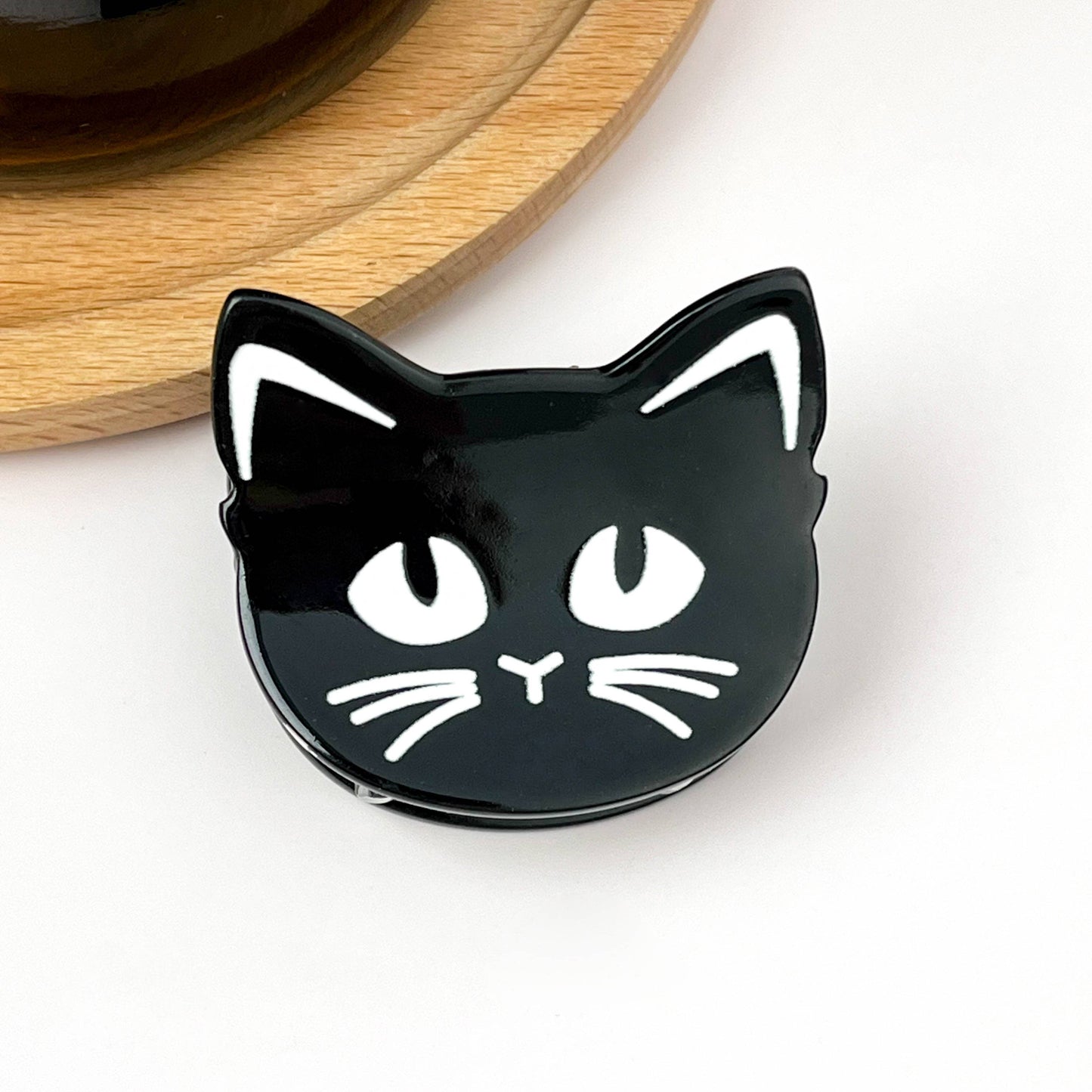 Eye-rolling Cat Claw Clip, Black Cat Hair Clip
