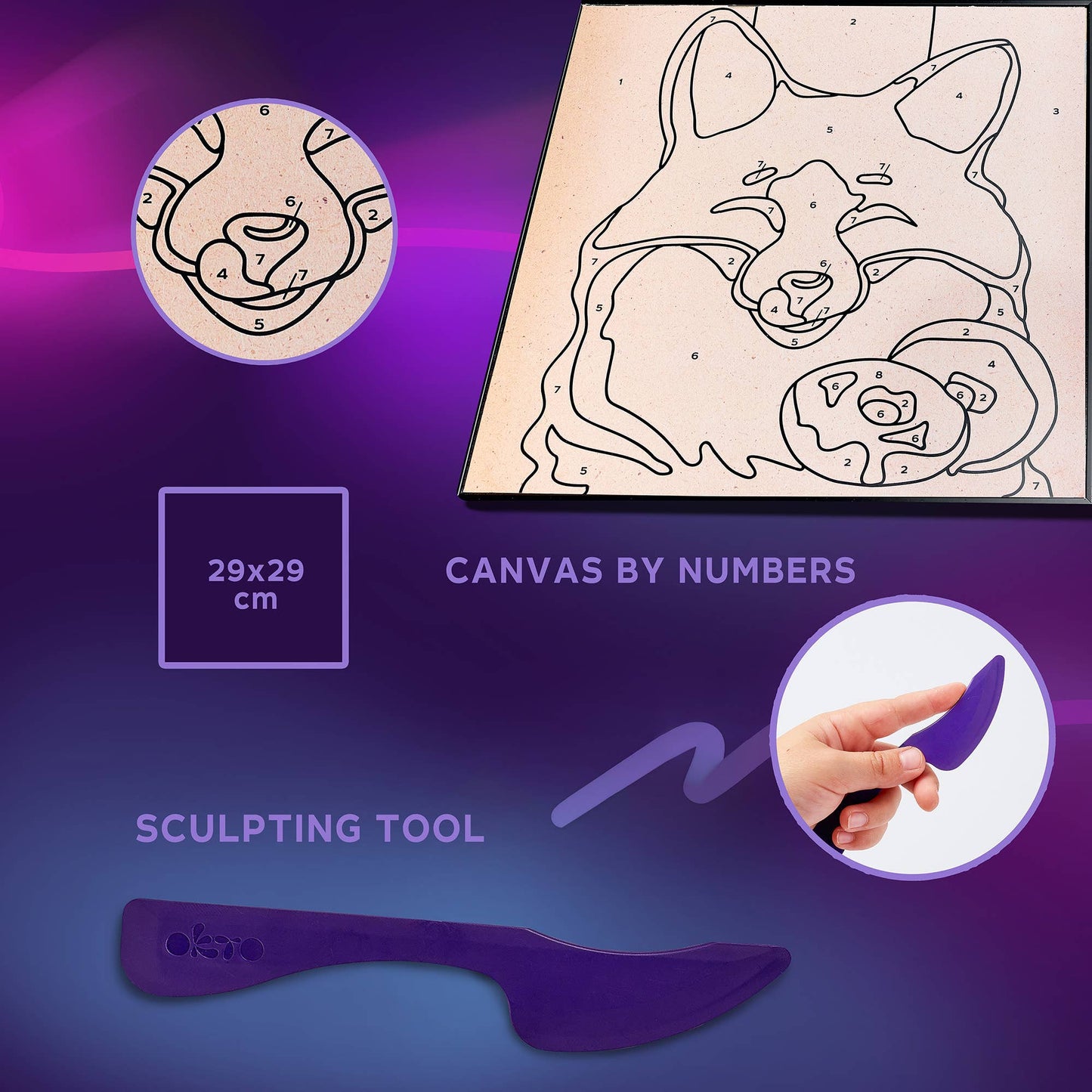 Fox Sensory Art OKTO Clay-by-Numbers Kit(11.4” x 11.4”)