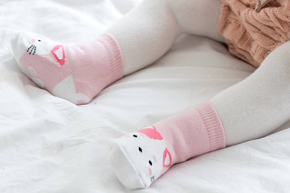 Zoo Socks Cat Baby Animal: Pink / M (3 ~5T)