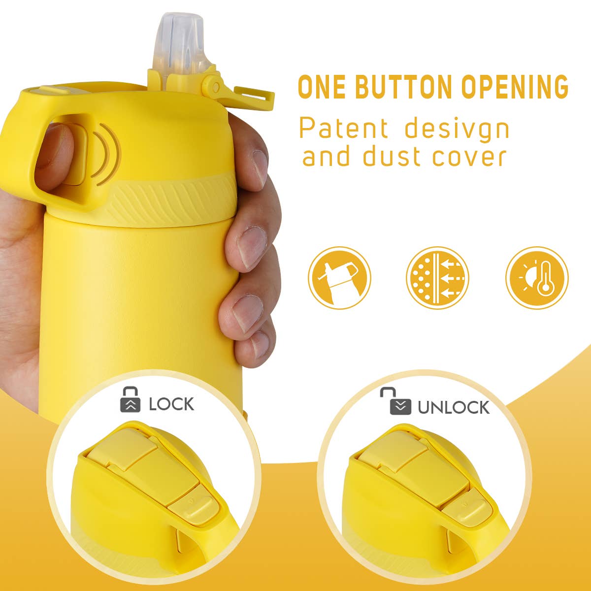 12oz. S/S Insulated Kid's Water Bottle With Pop-up Straw Lid: Mint Green