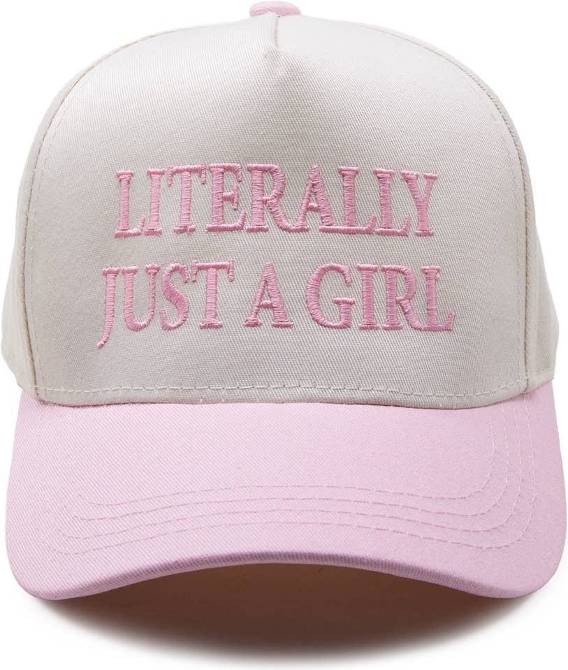 Kid/Baby 2-Tone Cap: Literally Just a Girl - Rose/Beige: Kids (2-9 Years)