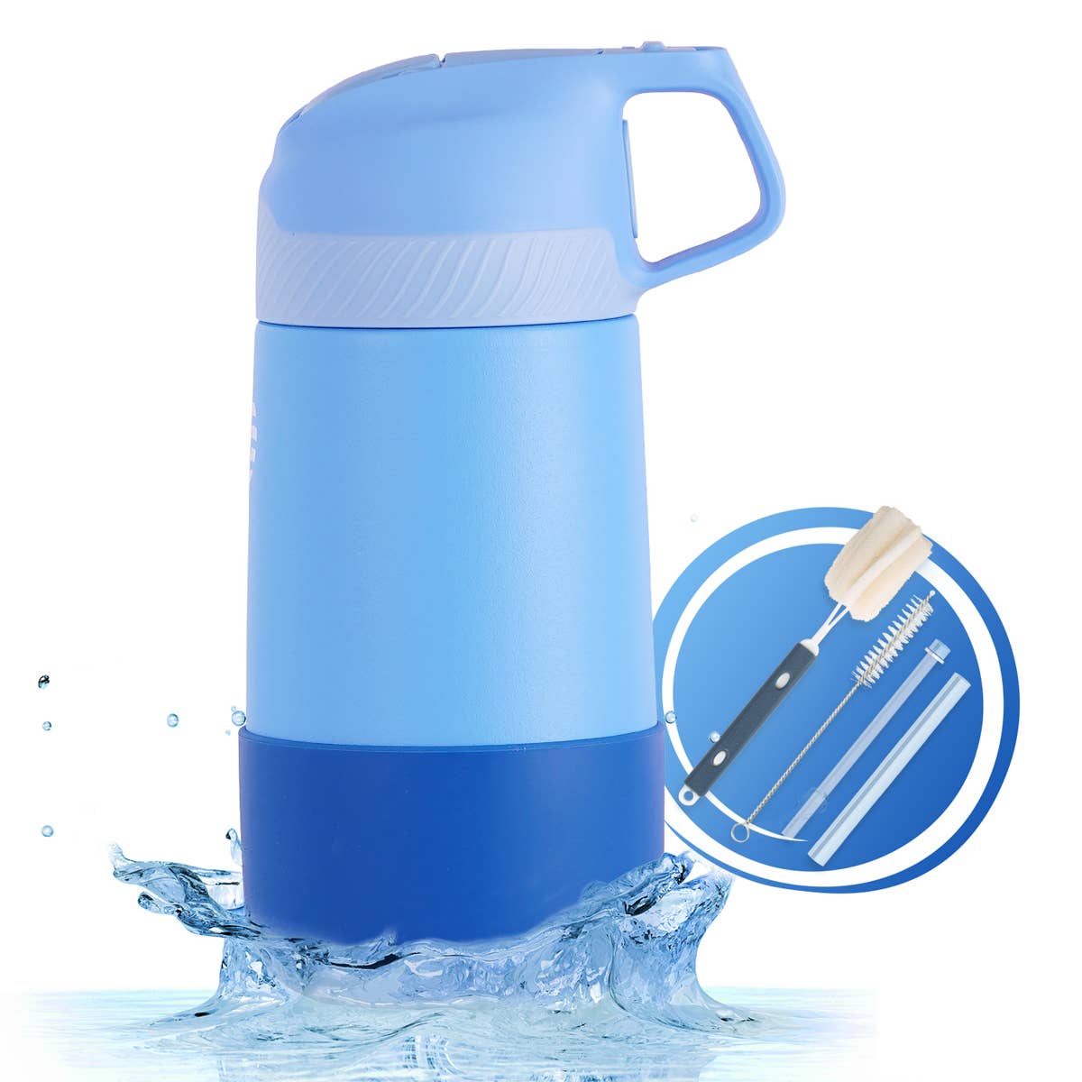 12oz. S/S Insulated Kid's Water Bottle With Pop-up Straw Lid: Mint Green