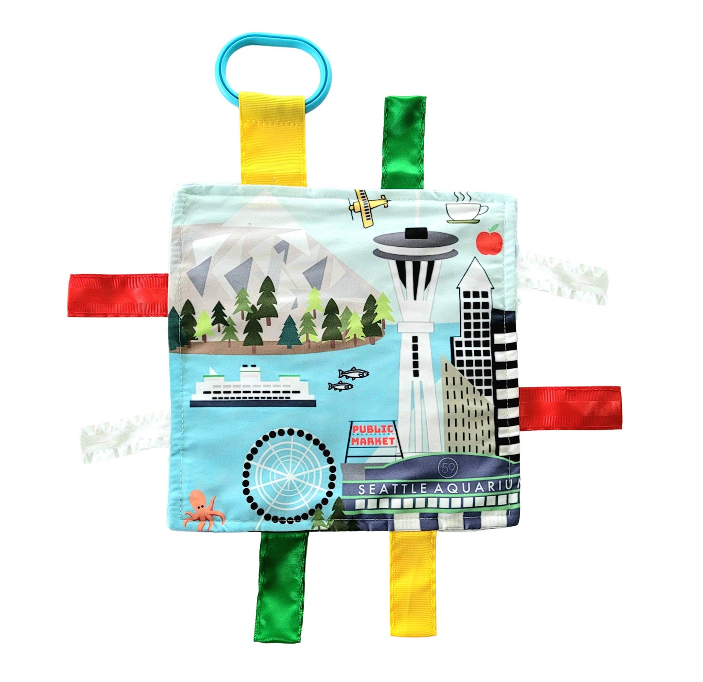 Seattle WA Keepsake City Learning Crinkle Tag Squares 8"x 8"