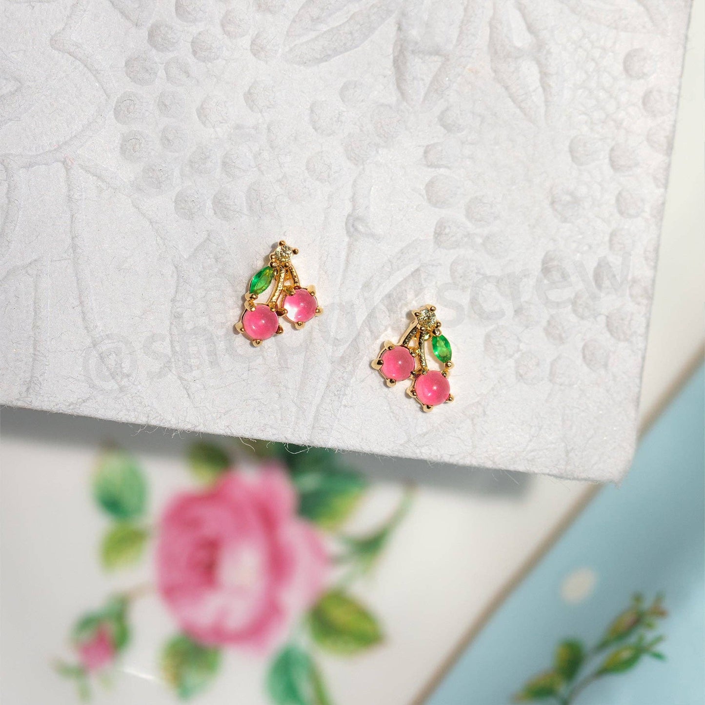 Cherry Studs: Gold