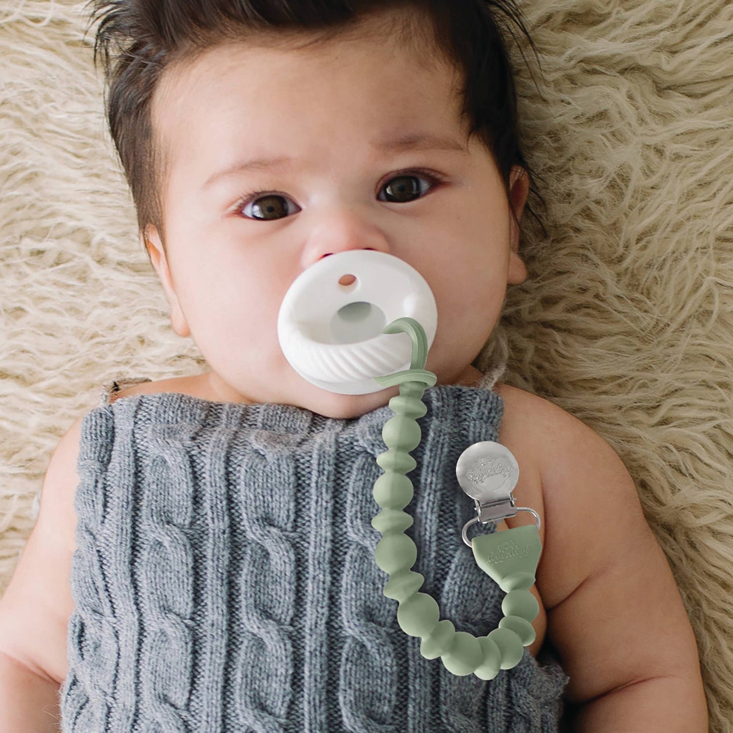 Sweetie Strap™ Silicone One-Piece Pacifier Clips: Succulent Beaded