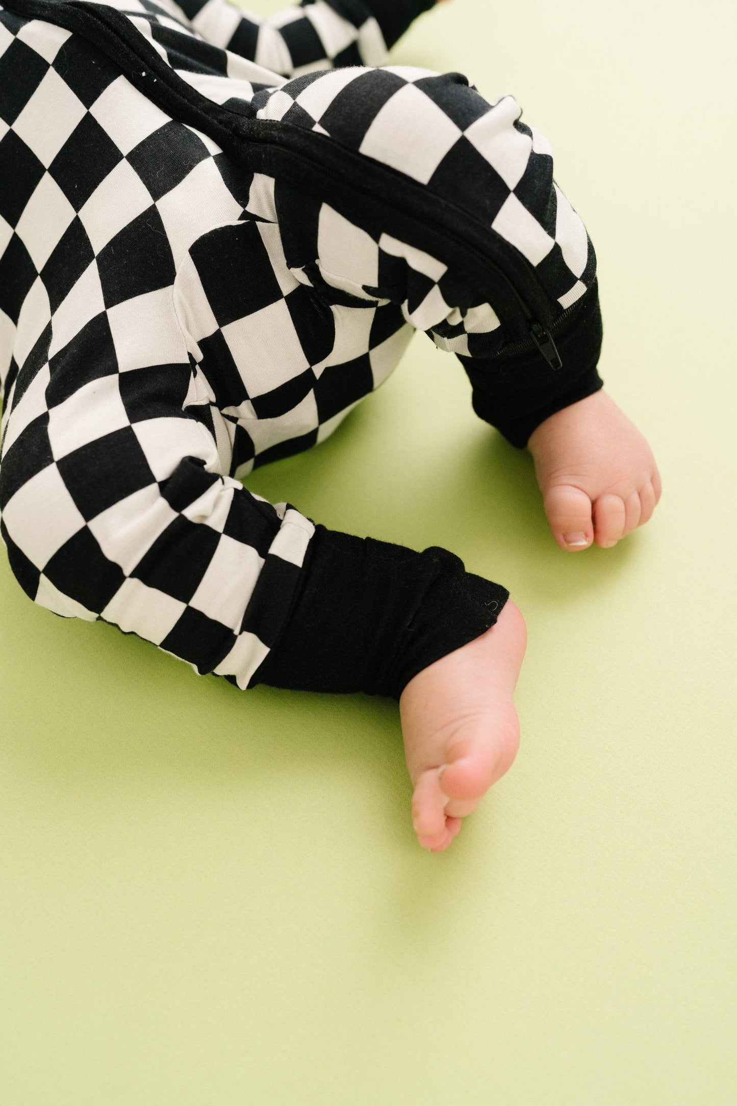 Black Checkered Bamboo Sleeper: 12-18M