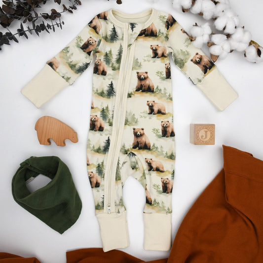 Earthy - Organic Cotton Baby Pajamas 2-Way Zip Front Zipper Sleeper, Hemlock: Preemie