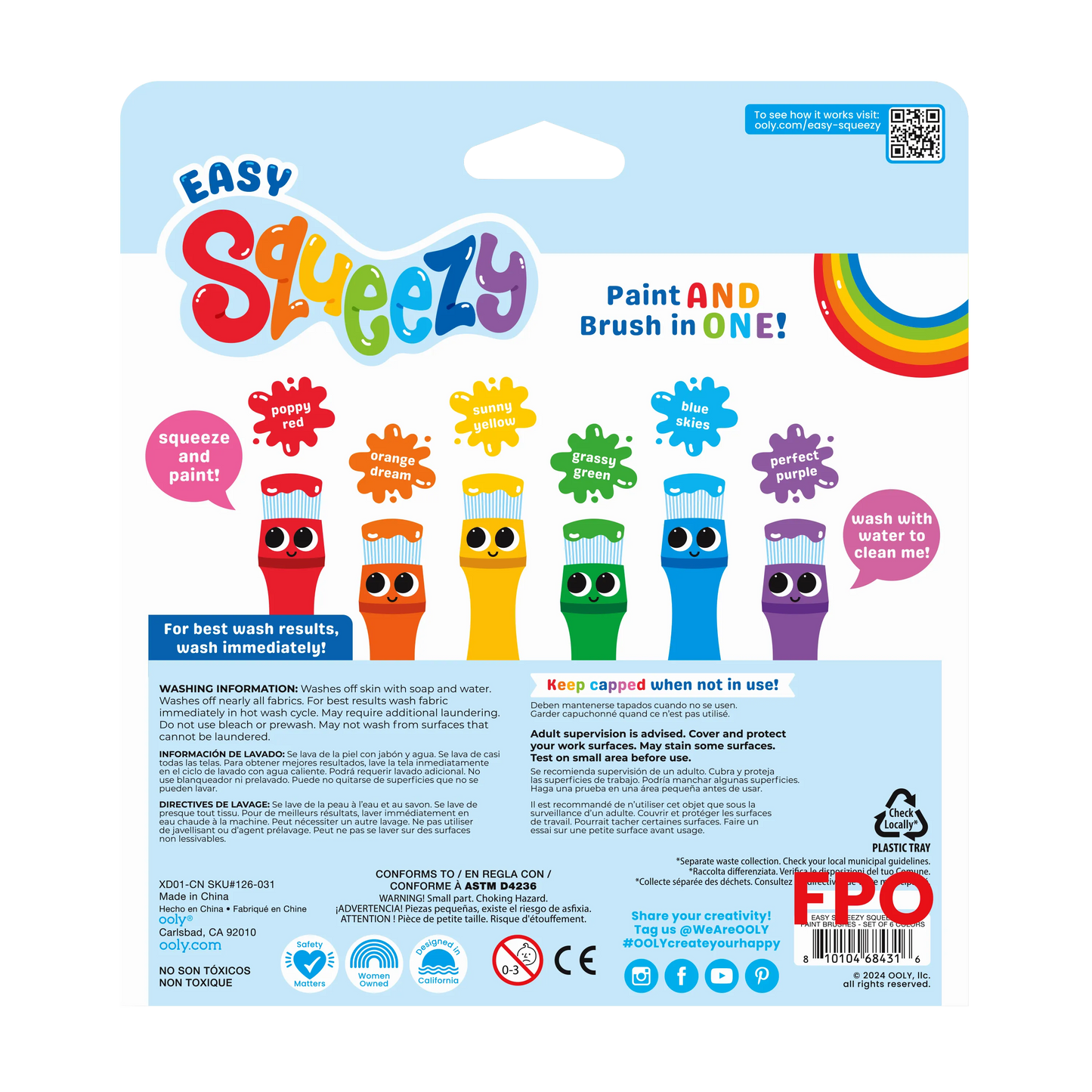 Easy Squeezy: Squeezable Poster Paint Brushes (Set of 6)