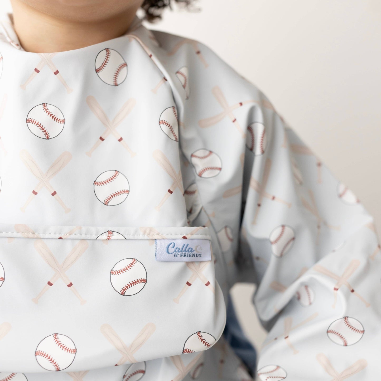 The Grayson Long Sleeve Bib - Baseball: Gray / 6-36M