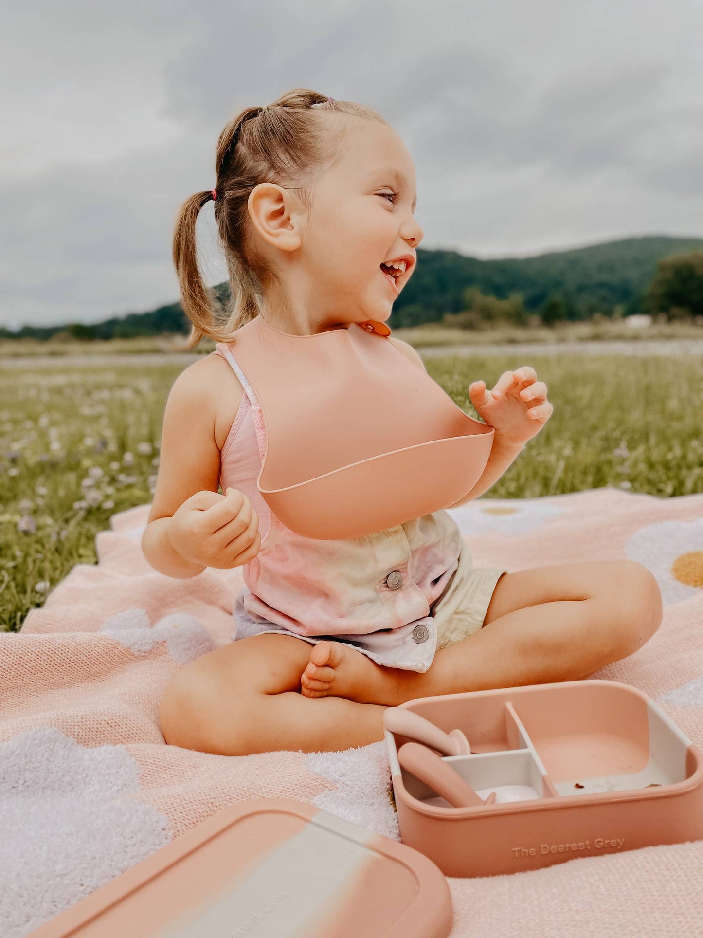 Divided Silicone Bento Lunch Box | Pink Tie Dye