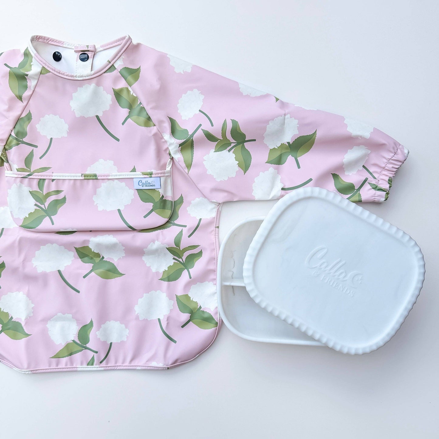 The Grayson Long Sleeve Bib - Hydrangeas: Pink / 6-36M