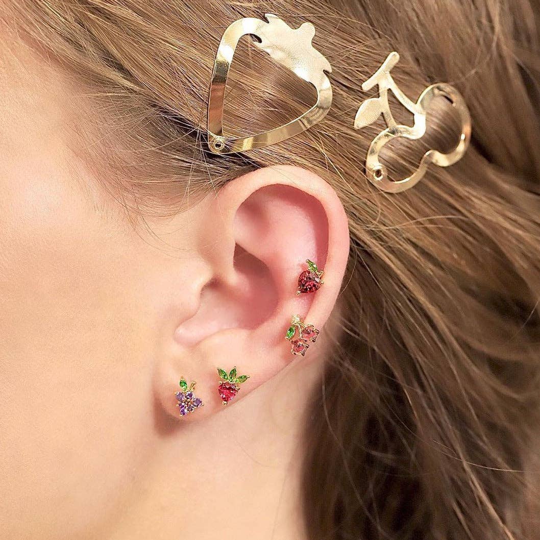 Cherry Studs: Gold