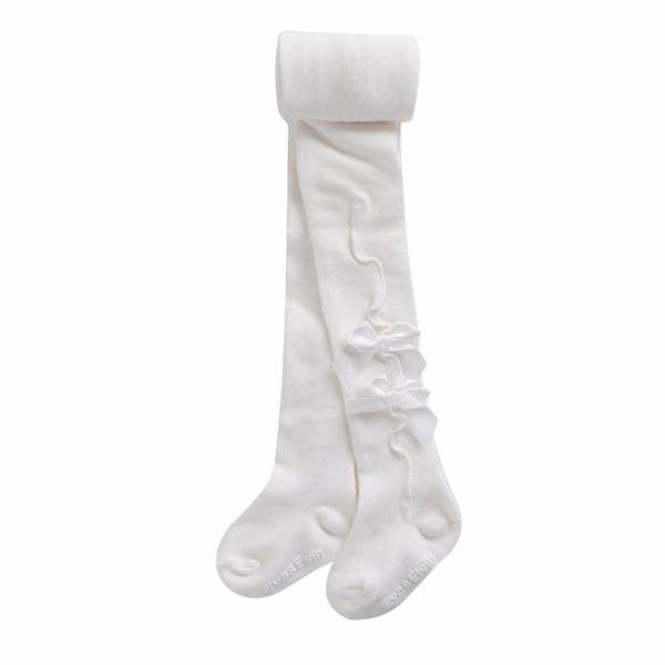 Girls Tights - Shirring Ribbon White: Shirring Ribbon White / L (5~7T)